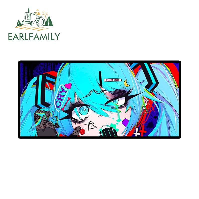 Đề Can Vinyl Dán Kính Chắn Gió Xe Hơi Hình Đôi Mắt Hatsune Miku 13Cmx6.2Cm