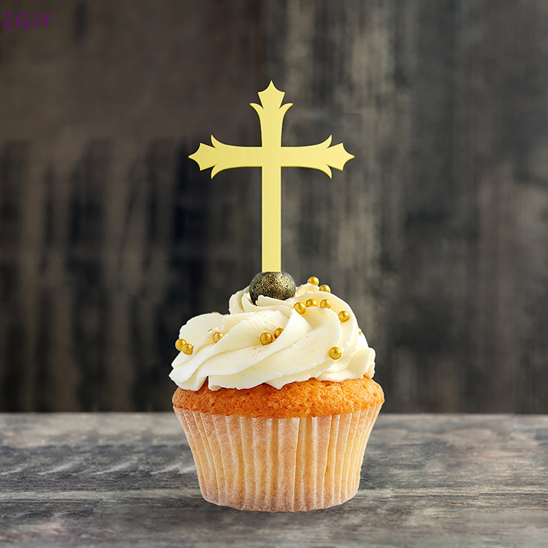 Bộ 12 Topper Trang Trí Bánh Cupcake Hình Thánh Giá Mới