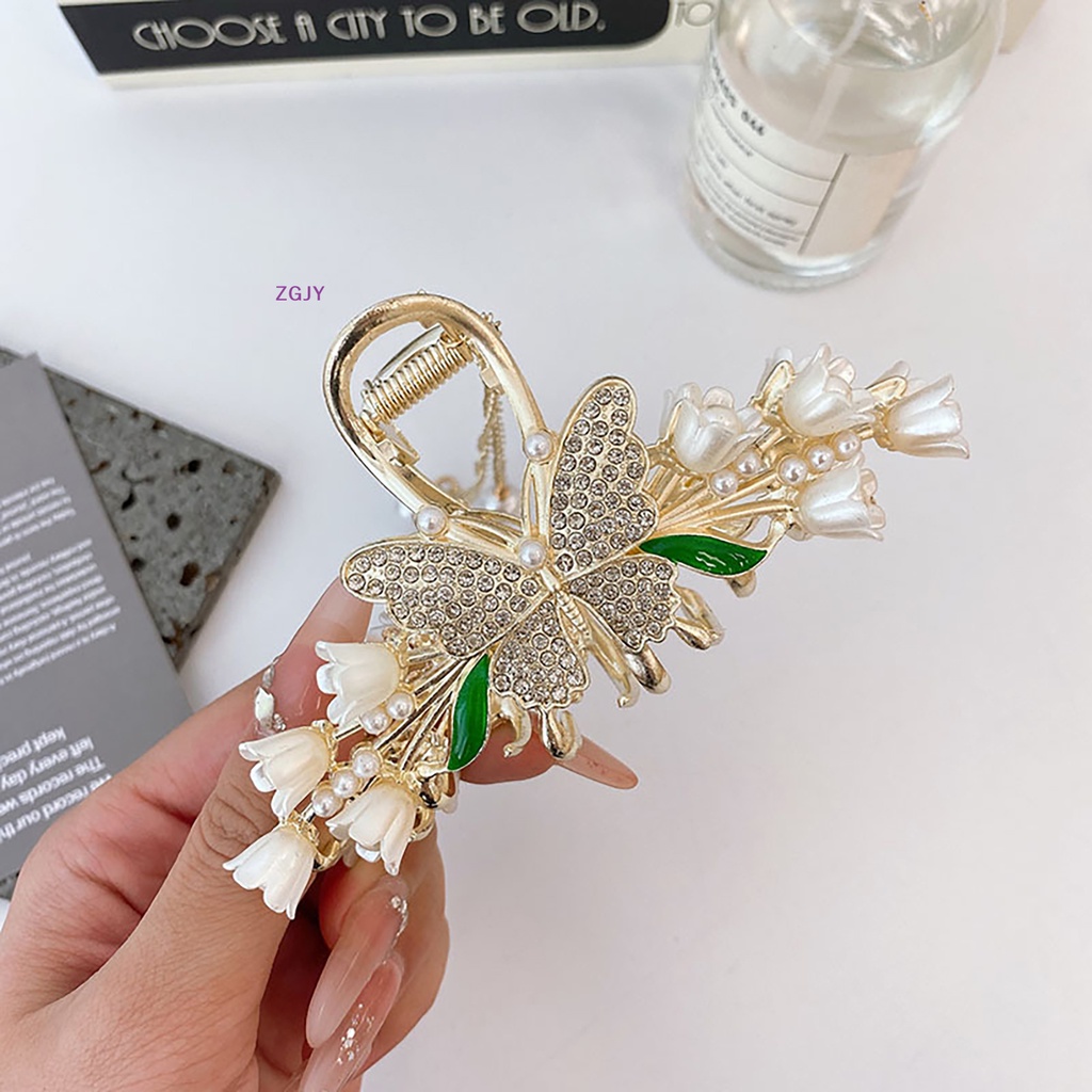 Kẹp Tóc Càng Cua Đính Hoa / Bướm Phối Tua Rua Phong Cách Hàn Quốc Thanh Lịch Dành Cho Nữ Mới