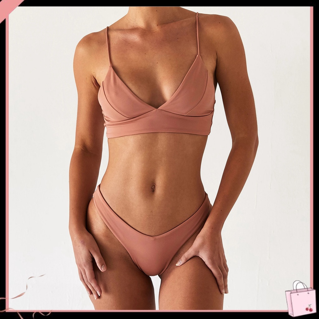 Bộ Đồ Bơi Bikini Hai Mảnh Lưng Cao Có Mút Đệm Quyến Rũ Dành Cho Nữ