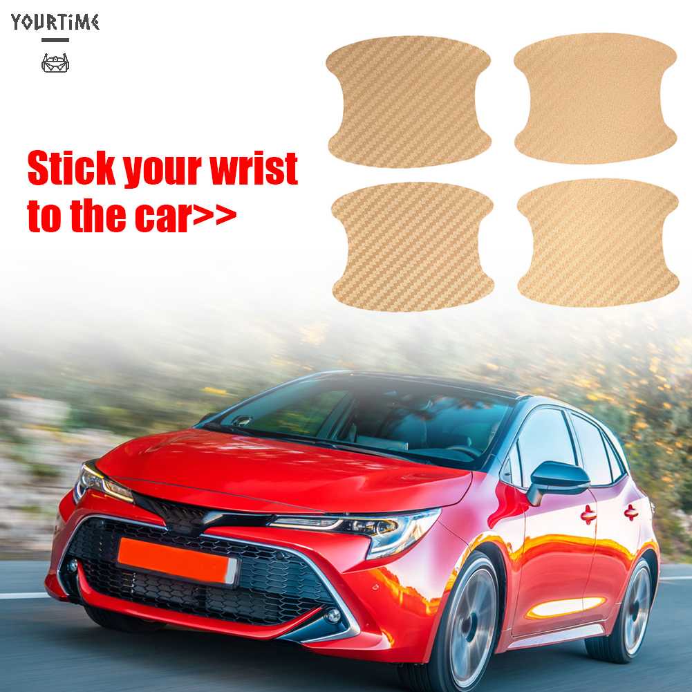 Bộ 4 Miếng Dán Bảo Vệ Tay Nắm Cửa Xe Hơi Bằng Sợi Carbon Cao Cấp
