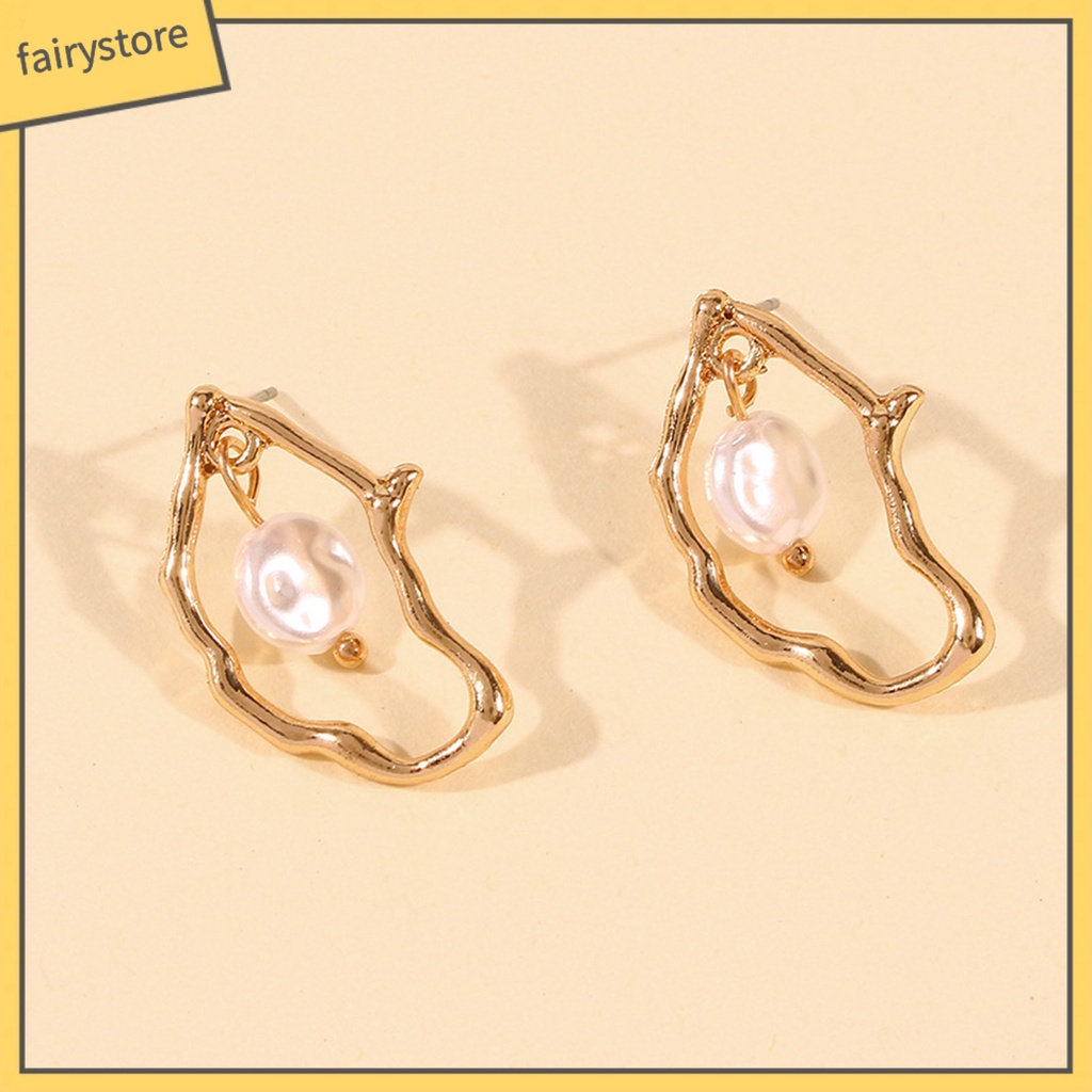 1 Đôi Bông Tai Thả Lủng Lẳng Đính Hạt Giả Ngọc Trai Thời Trang Mặc Hàng Ngày