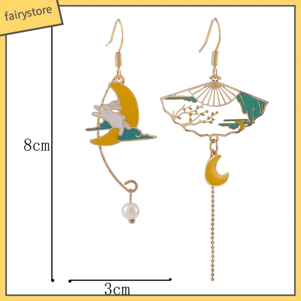 1 Đôi Bông Tai Dáng Dài Đính Ngọc Trai Nhân Tạo Hình Hoa / Động Vật Bằng Đồng Dễ Thương Cho Nữ