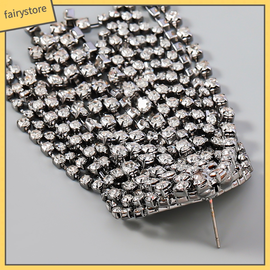 1 Đôi Bông Tai Dáng Dài Đính Đá Thời Trang Dành Cho Nữ