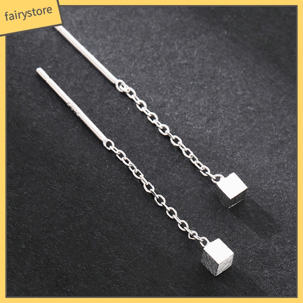 Bông Tai Hình Khối Lập Phương Dáng Dài Thời Trang Dành Cho Nữ