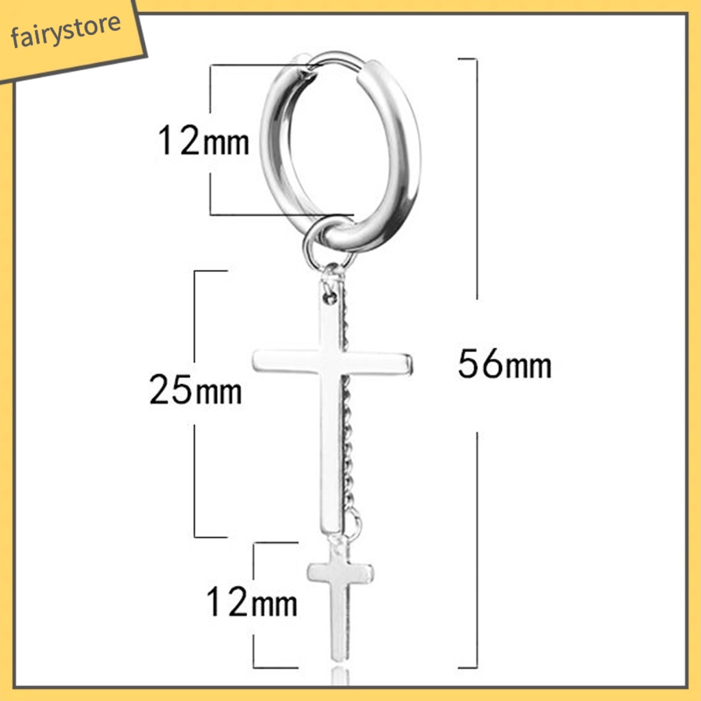 1 Khuyên Tai Dạng Vòng Dây Xích Dài Bằng Thép Không Gỉ Unisex