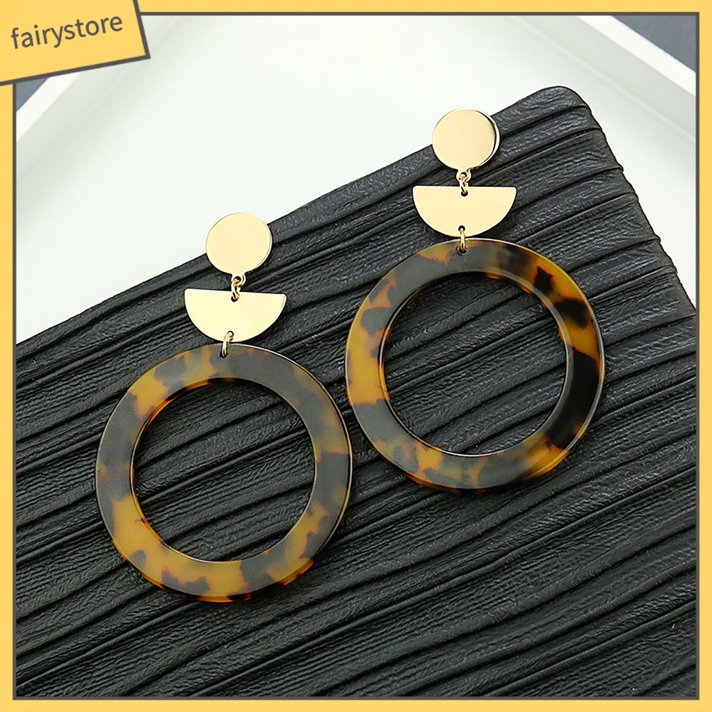 1 Đôi Bông Tai Acrylic Dáng Dài In Họa Tiết Da Báo Thanh Lịch Dành Cho Nữ