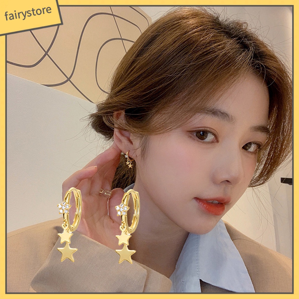 1 Đôi Bông Tai Hình Ngôi Sao Đính Đá Trang Trí Không Phai Màu Trọng Lượng Nhẹ Thời Trang Dành Cho Nữ