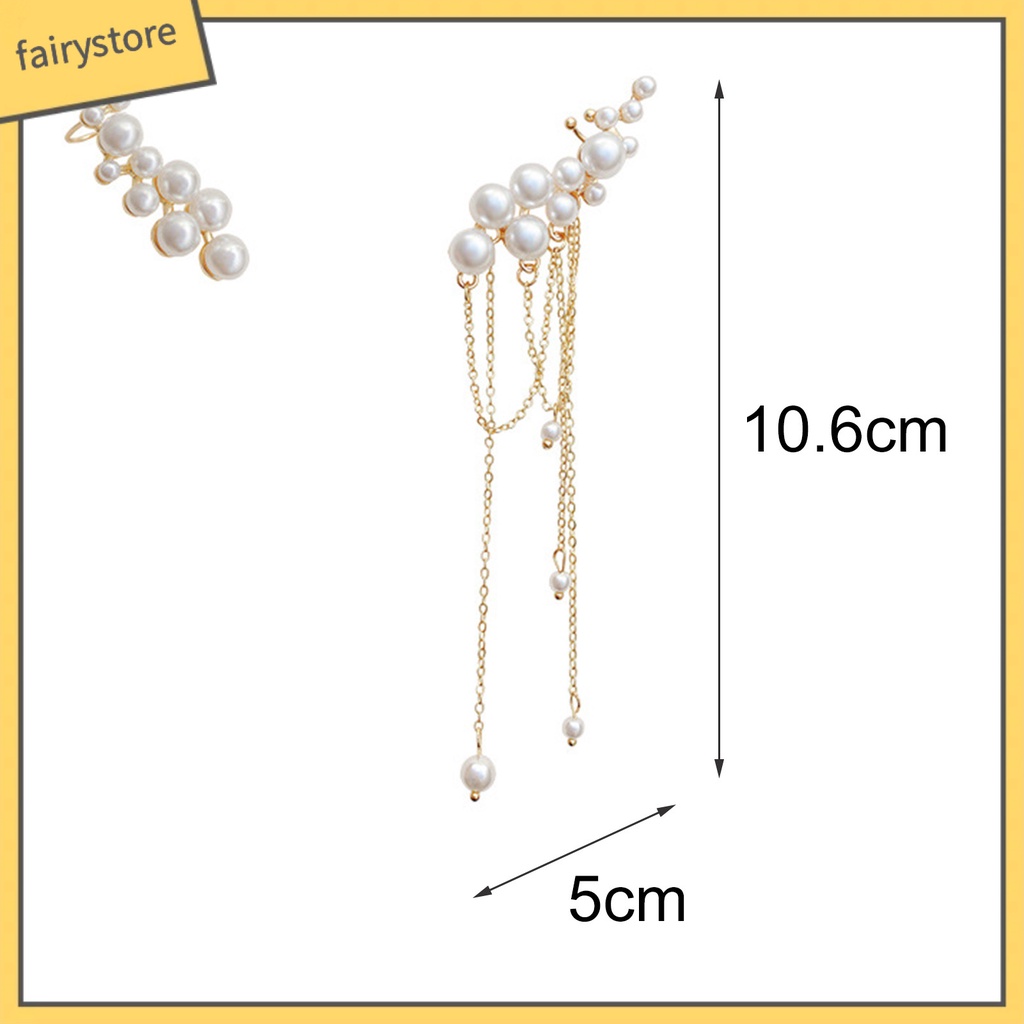 1 Đôi Bông Tai Dáng Dài Đính Ngọc Trai Nhân Tạo Thời Trang