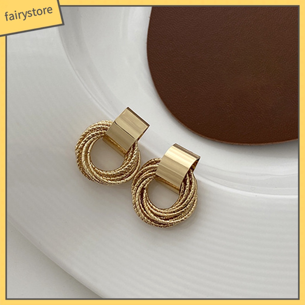 [FRO] 1 Cặp Bông Tai Nhiều Vòng Tròn Nhỏ Dễ Phối Đồ Trang Sức Nhẹ Nhàng