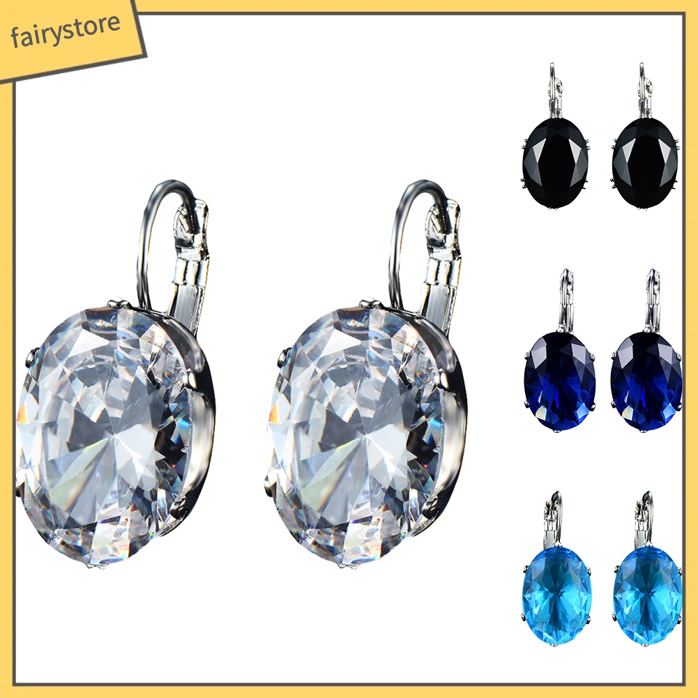 Bông Tai Hình Oval Đính Đá Zircon Thời Trang Dành Cho Nữ