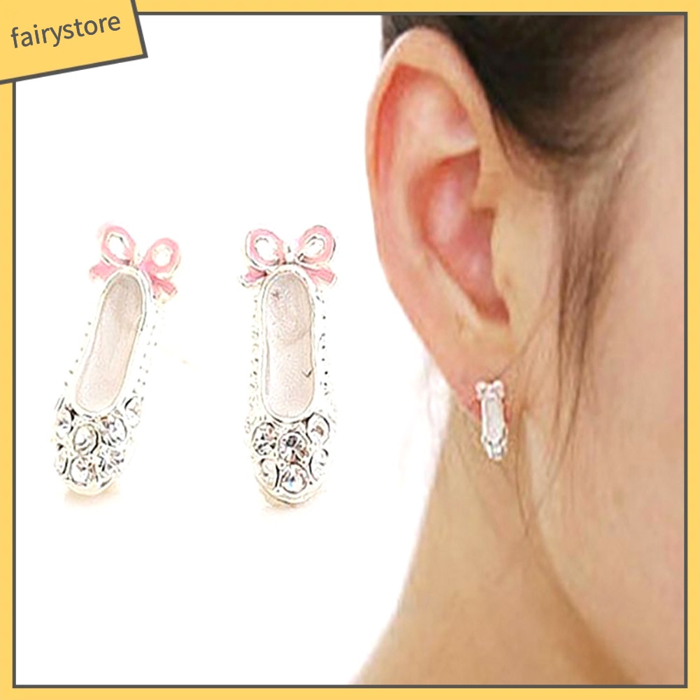 Bông Tai Hình Chiếc Giày Múa Ba Lê Đính Đá Lấp Lánh Dành Cho Nữ