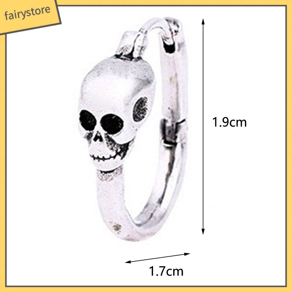 1 Khuyên Tai Tròn Hình Đầu Lâu Phong Cách Hip Hop Punk Cá Tính Dành Cho Nữ