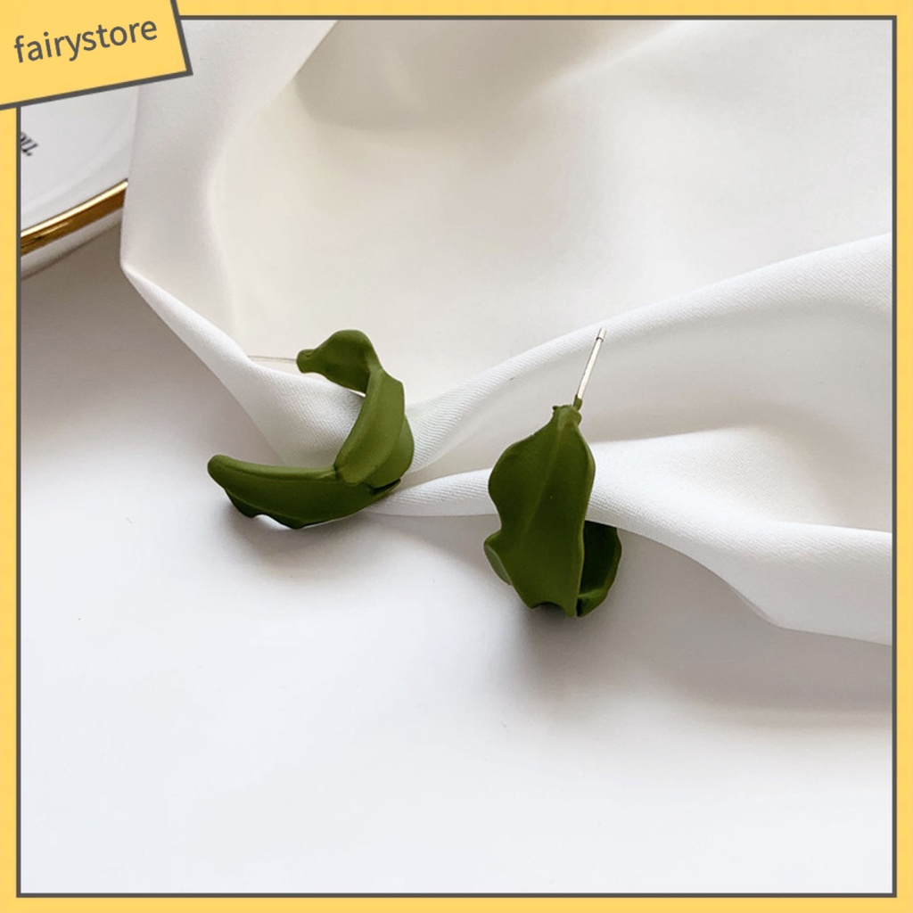 [FRO] Bông Tai Xỏ Hình Chữ C Màu Xanh Lá Tinh Tế Bắt Mắt Không Gây Dị Ứng Thời Trang Mùa Hè