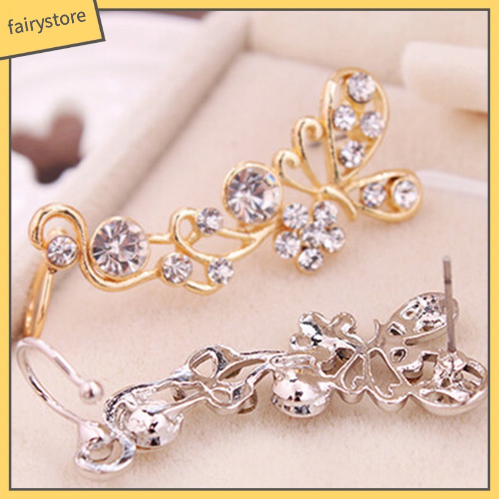 1 Chiếc Khuyên Tai Hình Bướm Đính Đá Ngọt Ngào Dành Cho Nữ