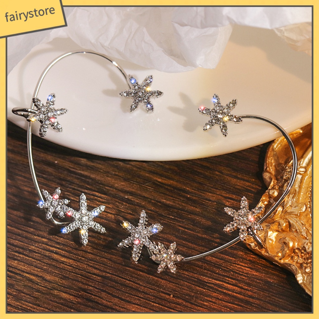 1 Khuyên Tai Hợp Kim Hình Bông Tuyết Đính Đá Chống Gỉ