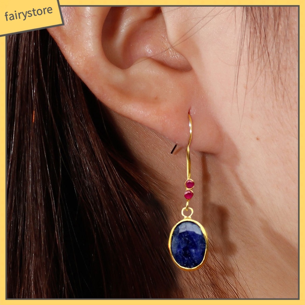 1 Đôi Bông Tai Hình Oval Đính Đá Phong Cách Bohemian Cổ Điển Dành Cho Nữ