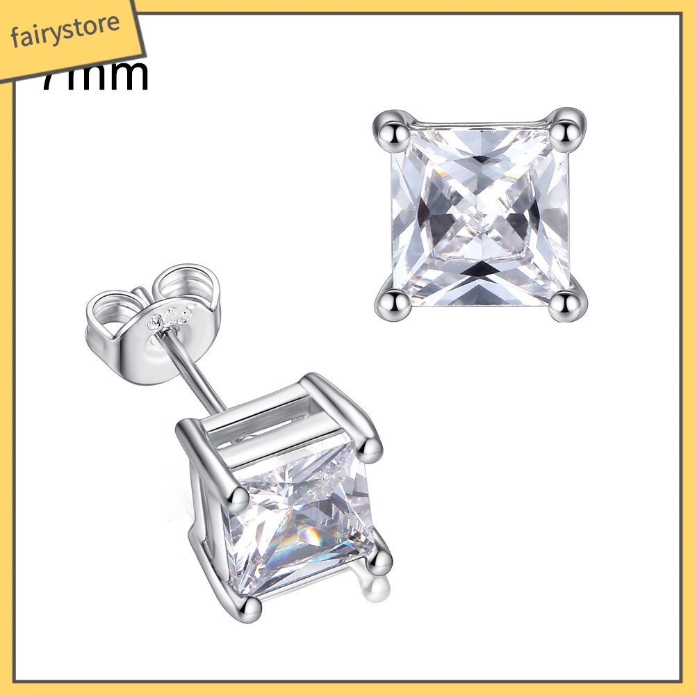 Đôi Bông Tai Hình Vuông Đính Đá Thời Trang Cho Nữ