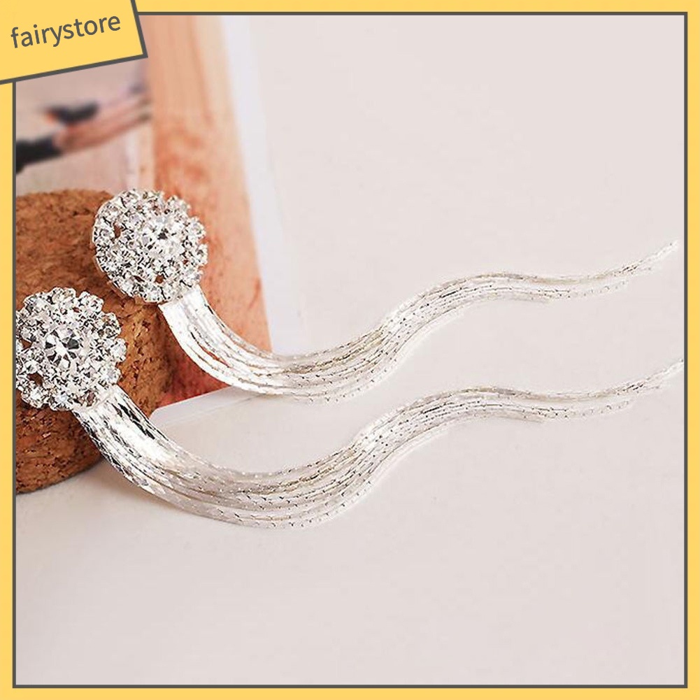 Bông Tai Dài Đính Đá Lấp Lánh Thời Trang Dành Cho Nữ