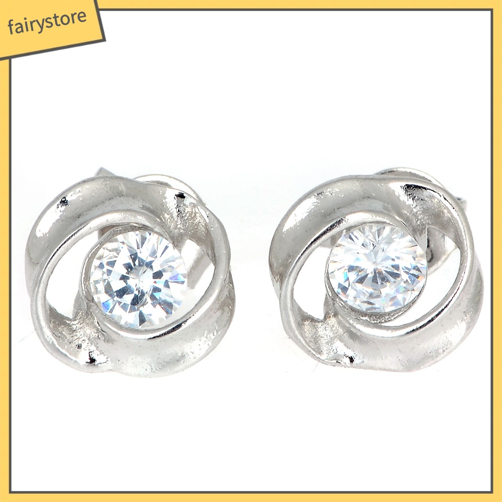 Bông Tai Mạ Bạc Đính Đá Phong Cách Cổ Điển Cho Nữ