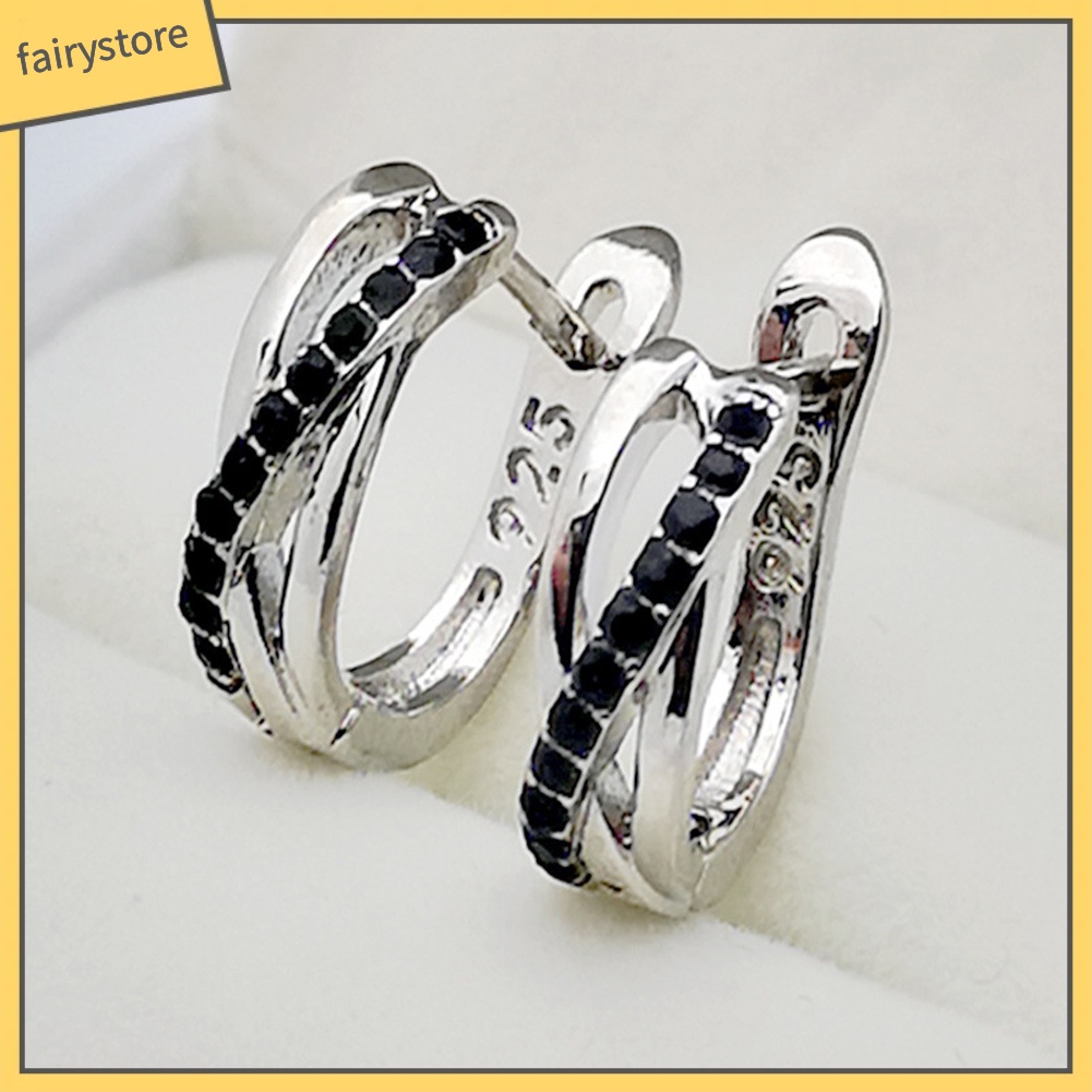 Bông Tai Hình Chữ Thập Đính Đá Thời Trang Dành Cho Nữ