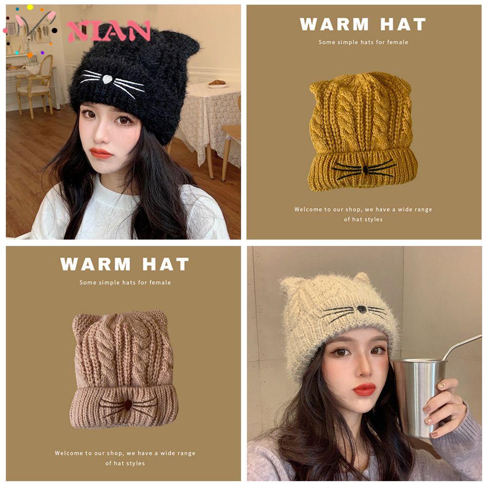 Xiantin Mũ Tai Mèo Mềm Mại Dày Dặn Ấm Áp Co Giãn Dành Cho Nữ