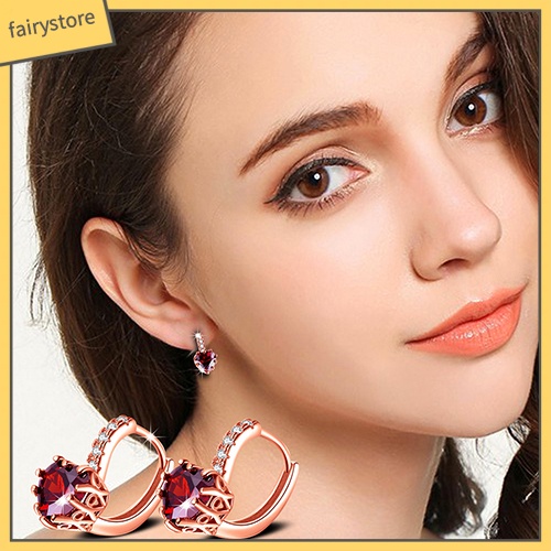 Bông Tai Đeo Vành Tai Hình Trái Tim Đính Đá Zircon Thời Trang Cho Nữ