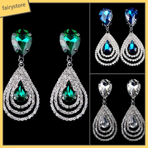 Bông Tai Hình Giọt Nước Đính Đá Thanh Lịch Dành Cho Nữ