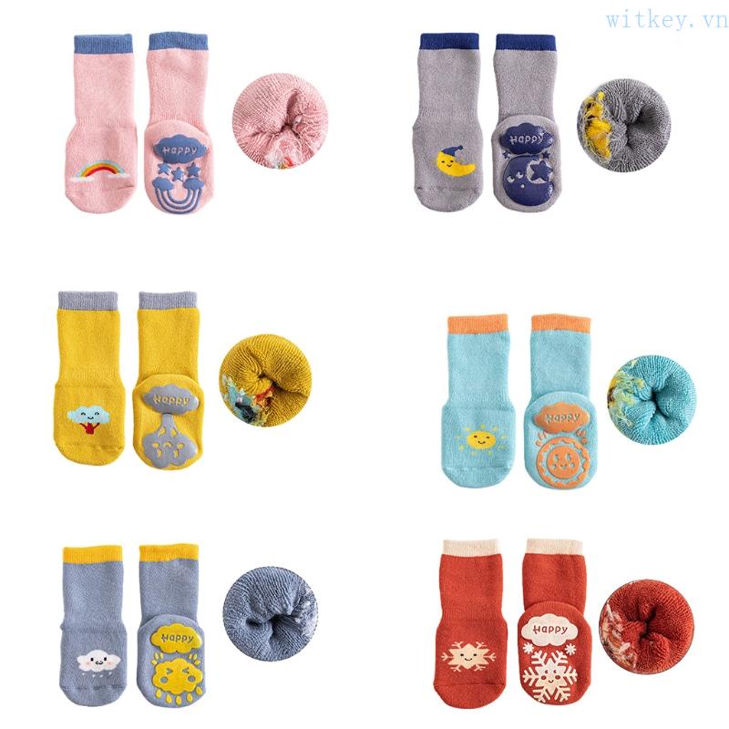 Vớ Cotton Chống Trượt Giữ Ấm Cho Bé Trai Gái Mừng Năm Mới