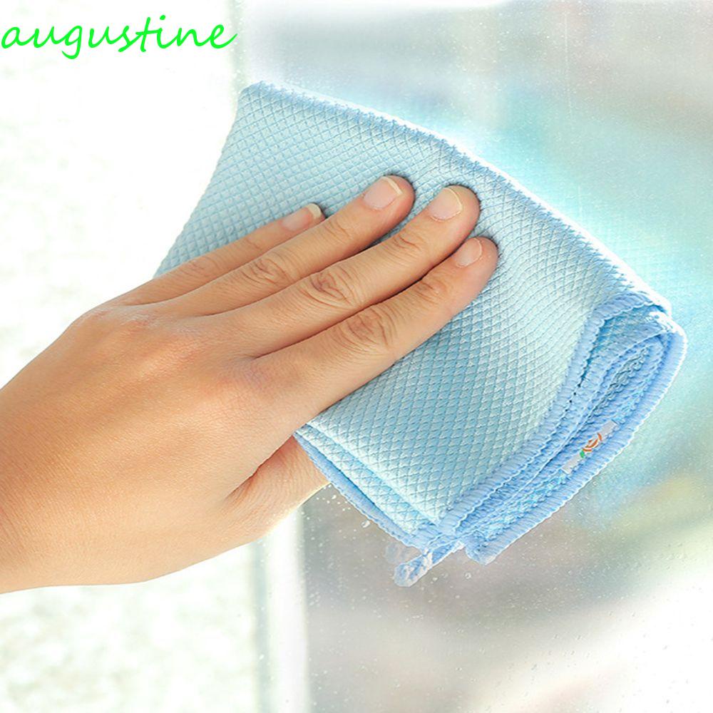 1 Khăn Lau Kính Cửa Sổ Bằng Sợi Microfiber Thấm Hút Nước Không Xơ Vải Họa Tiết Vảy Cá Màu Trơn