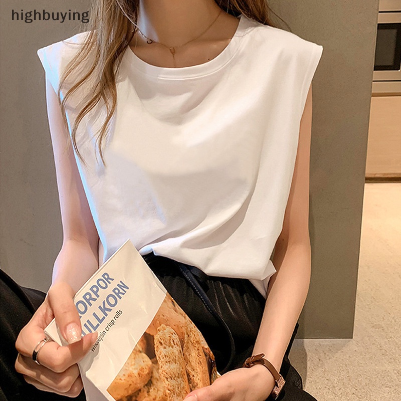 Áo Thun Sát Nách Cổ Tròn Dáng Rộng Màu Trơn Thời Trang Cho Nữ