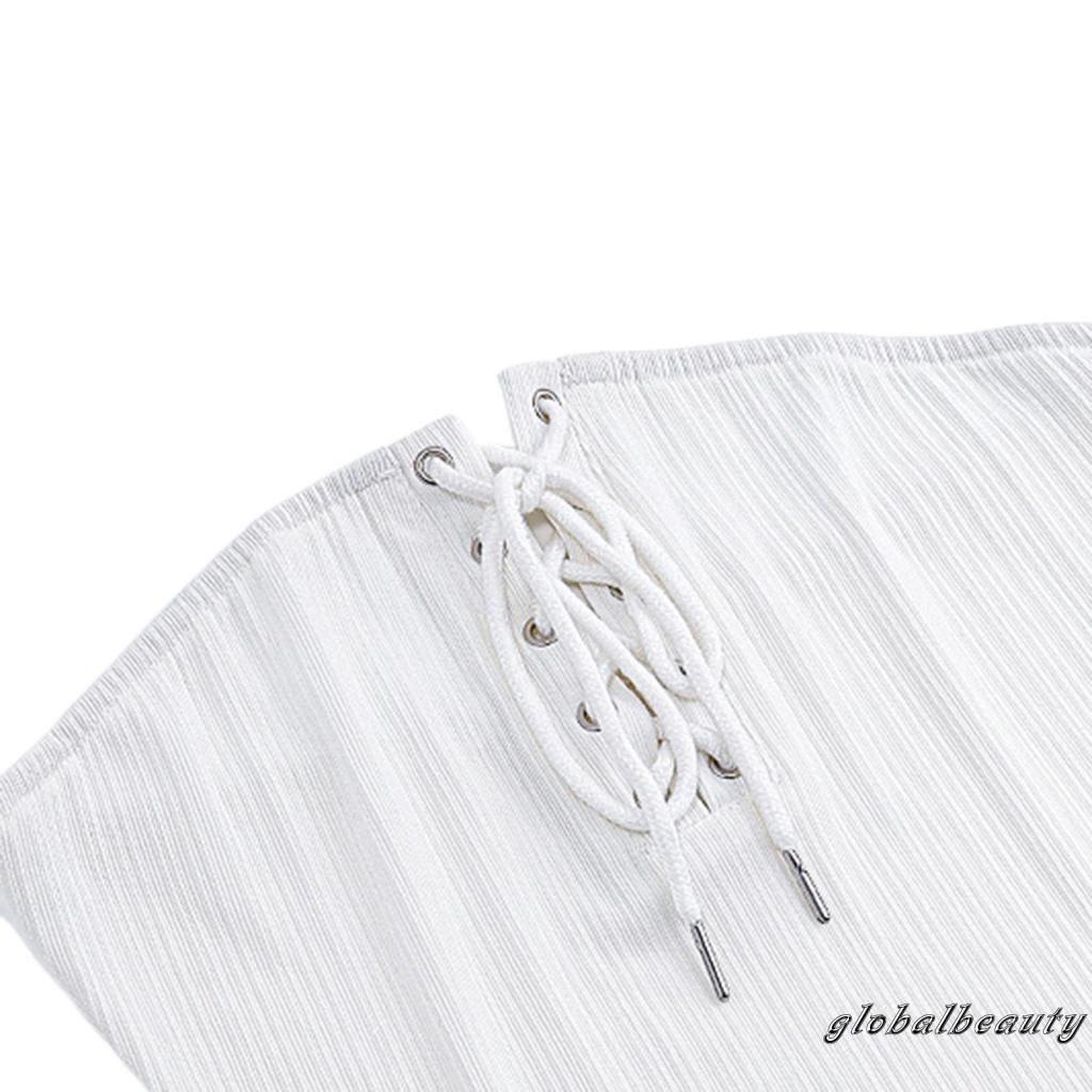 Áo Croptop Trễ Vai Chất Liệu Co Giãn Thời Trang Mùa Hè Quyến Rũ Cho Nữ