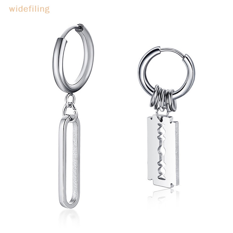 1 Đôi Bông Tai Hình Lưỡi Dao Cạo Rỗng Bằng Thép Không Gỉ Phong Cách Punk Hip Hop Thời Trang Cho Nam Và Nữ