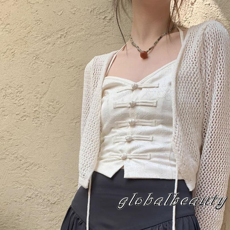 Áo Kiểu Không Tay Cổ Treo Cài Nút Đơn Giản Thời Trang Xuân Thu Cho Nữ