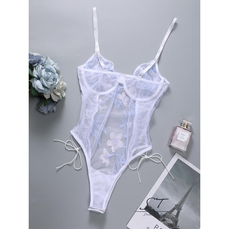 Bộ Áo Liền Quần Phối Ren Thêu Họa Tiết Quyến Rũ Cho Nữ CY03