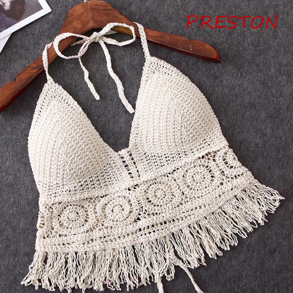 Preston Bộ Đồ Bơi Hai Dây Tua Rua Co Giãn Thêu Hoa Cho Nữ