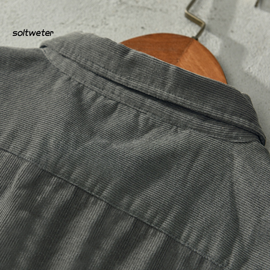 Áo Sơ Mi Tay Dài Dáng Rộng Màu Trơn Có Túi Mềm Mại Thời Trang Xuân Thu Cho Nam