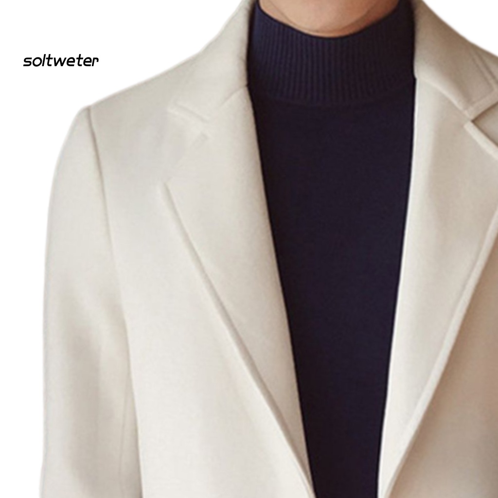 St Áo Khoác Nam Màu Trơn Dáng Ôm Cài Nút Cổ Bẻ Phong Cách Doanh Nhân Thời Trang Thu Đông