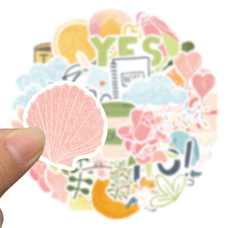 Bộ 49 Miếng Dán Họa Tiết Hoa Hướng Dương / Chim Hoạt Hình Trang Trí Sổ Tay Diy