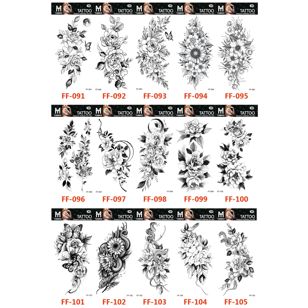 Đen Hình Xăm Dán Tạm Thời Họa Tiết Hoa Sen
