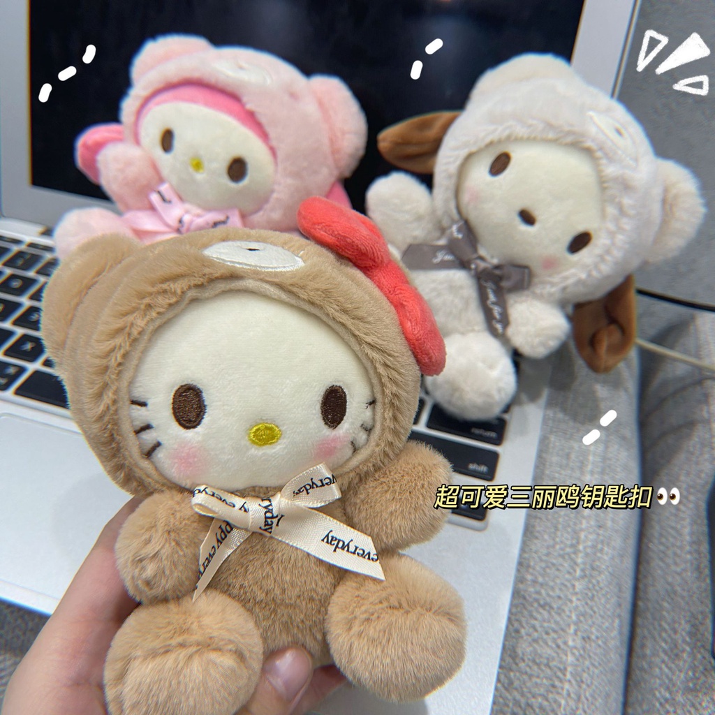 Sanrio Móc Khóa Hello Kitty Cinnamoroll Nhồi Bông Xinh Xắn