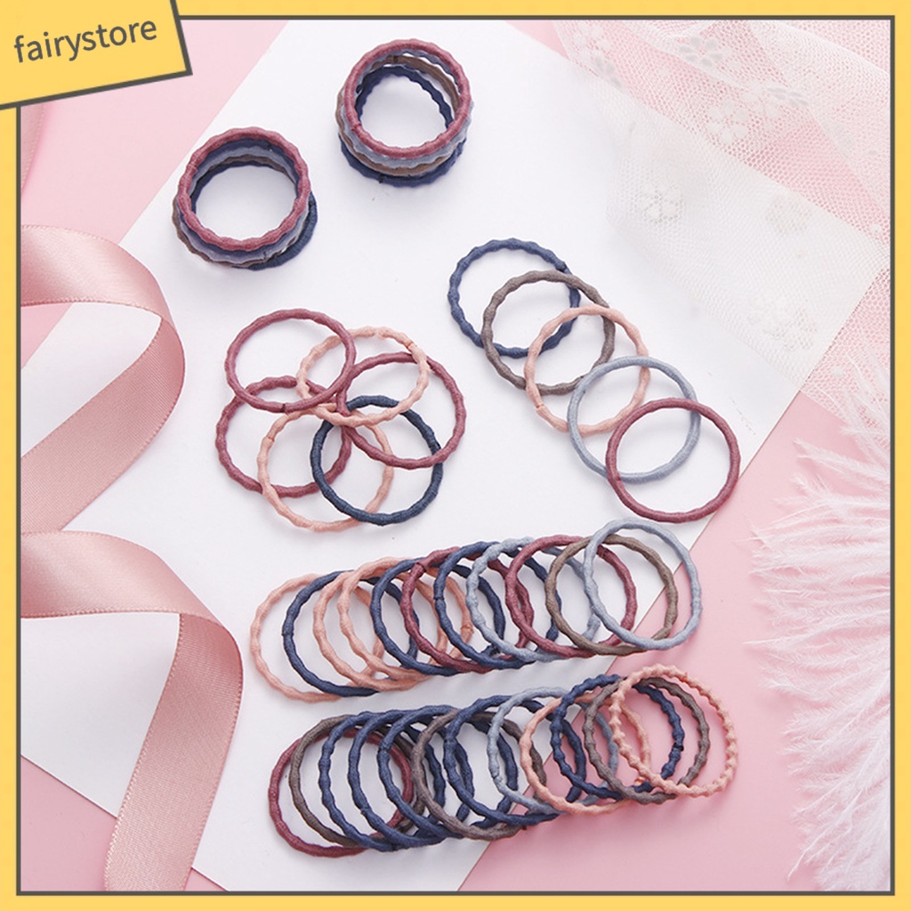 Set 50 Dây Thun Buộc Tóc 3cm Co Giãn Thời Trang Cho Nữ