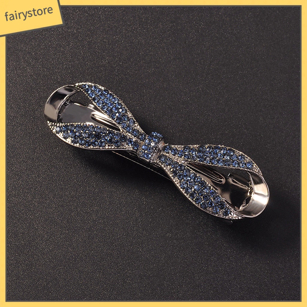 Kẹp Tóc Hình Nơ Đính Đá Lấp Lánh Co Giãn Gọn Nhẹ Chống Gỉ