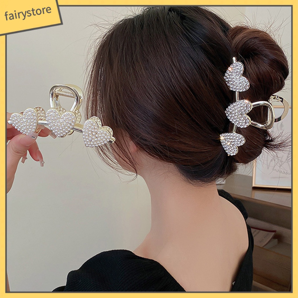 Kẹp Tóc Hình Trái Tim Đính Đá Lấp Lánh Bằng Thép Không Gỉ