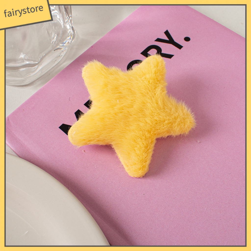 Set 4 Kẹp Tóc Hình Ngôi Sao Năm Cánh Màu Trơn Mềm Mại Chống Trượt