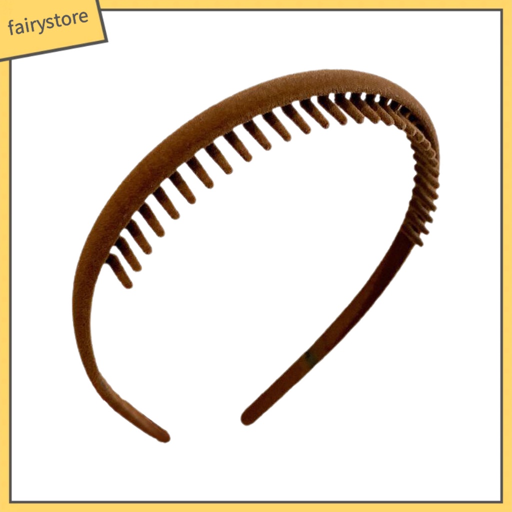 Băng Đô Cài Tóc Có Răng Mềm Co Giãn Chống Trượt Màu Trơn Cho Nữ