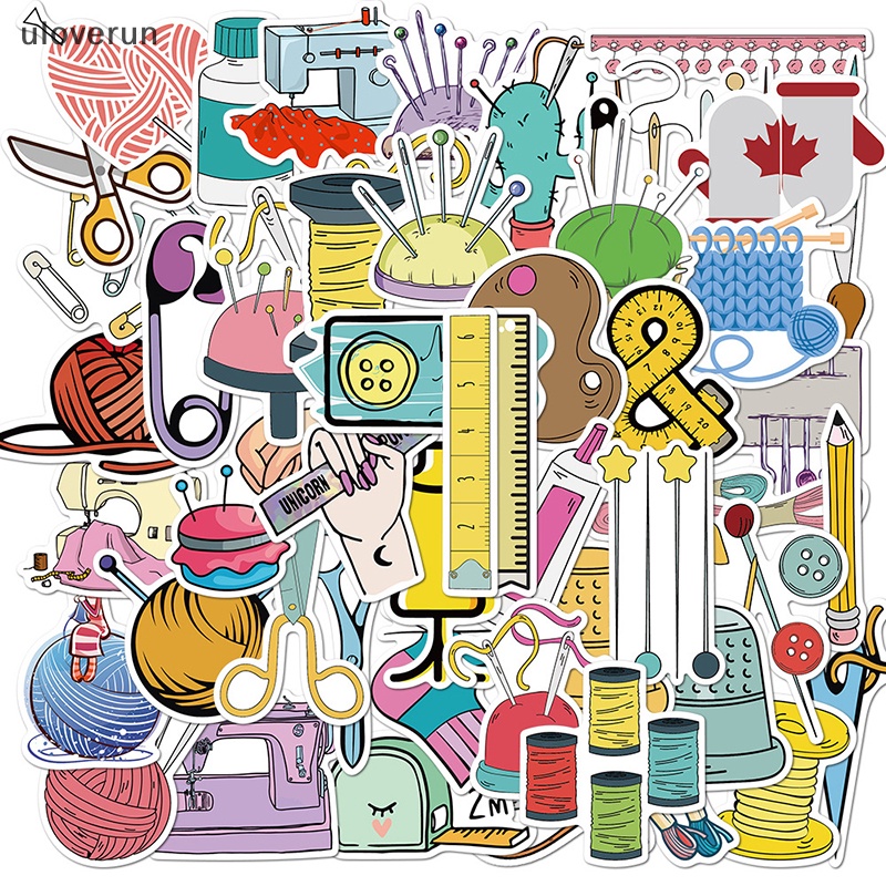 Set 50 Miếng Dán Hình Thước May Vá Trang Trí Điện Thoại Sáng Tạo