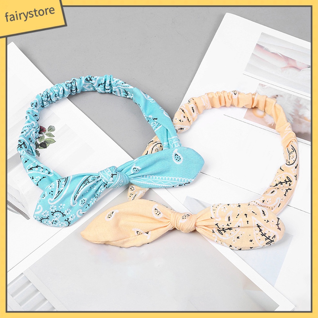 Băng Đô Cài Tóc Rửa Mặt Co Giãn Tốt Thắt Nơ In Họa Tiết Phong Cách Hàn Quốc Cho Nữ