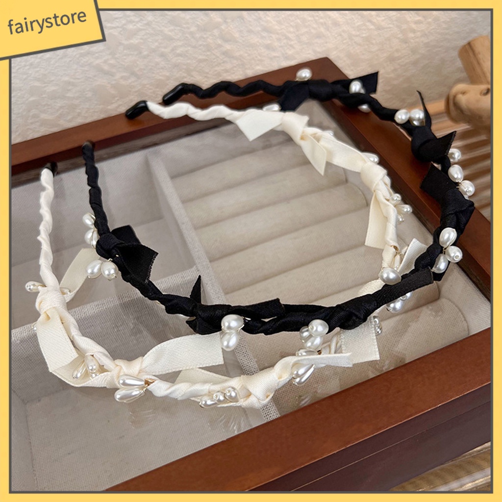 Băng Đô Cài Tóc Đính Ngọc Trai Nhân Tạo Chống Trượt Cho Nữ