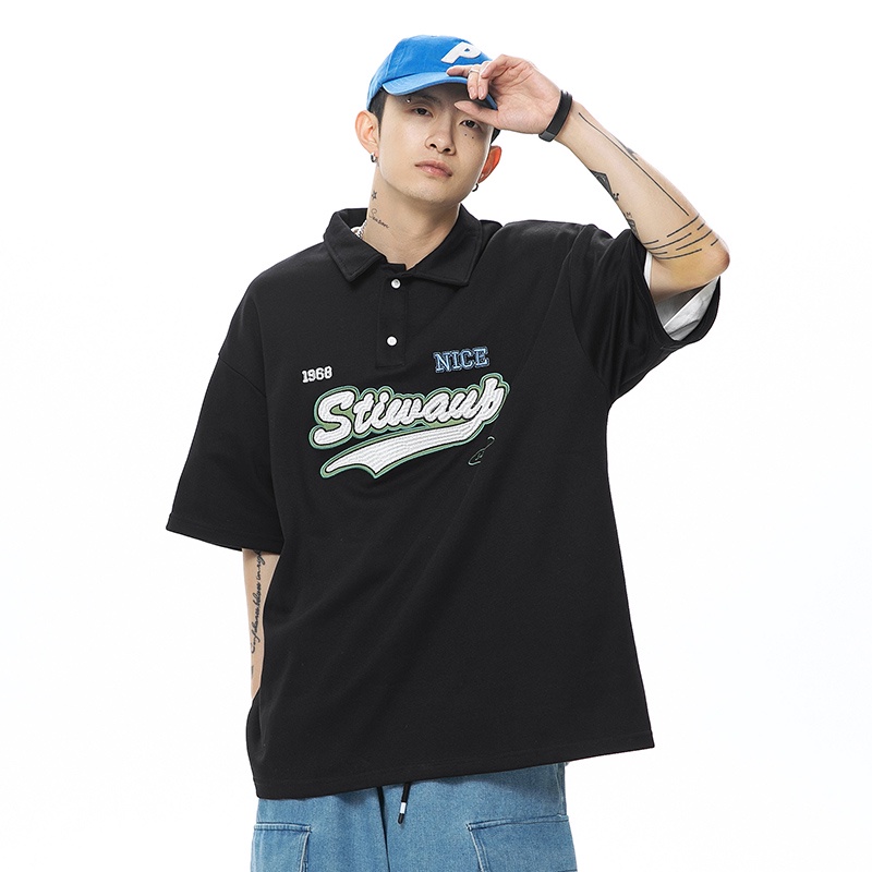 Áo Thun POLO Tay Ngắn Dáng Rộng Phong Cách Đường Phố Mỹ Thời Trang Mùa Hè Cho Nam